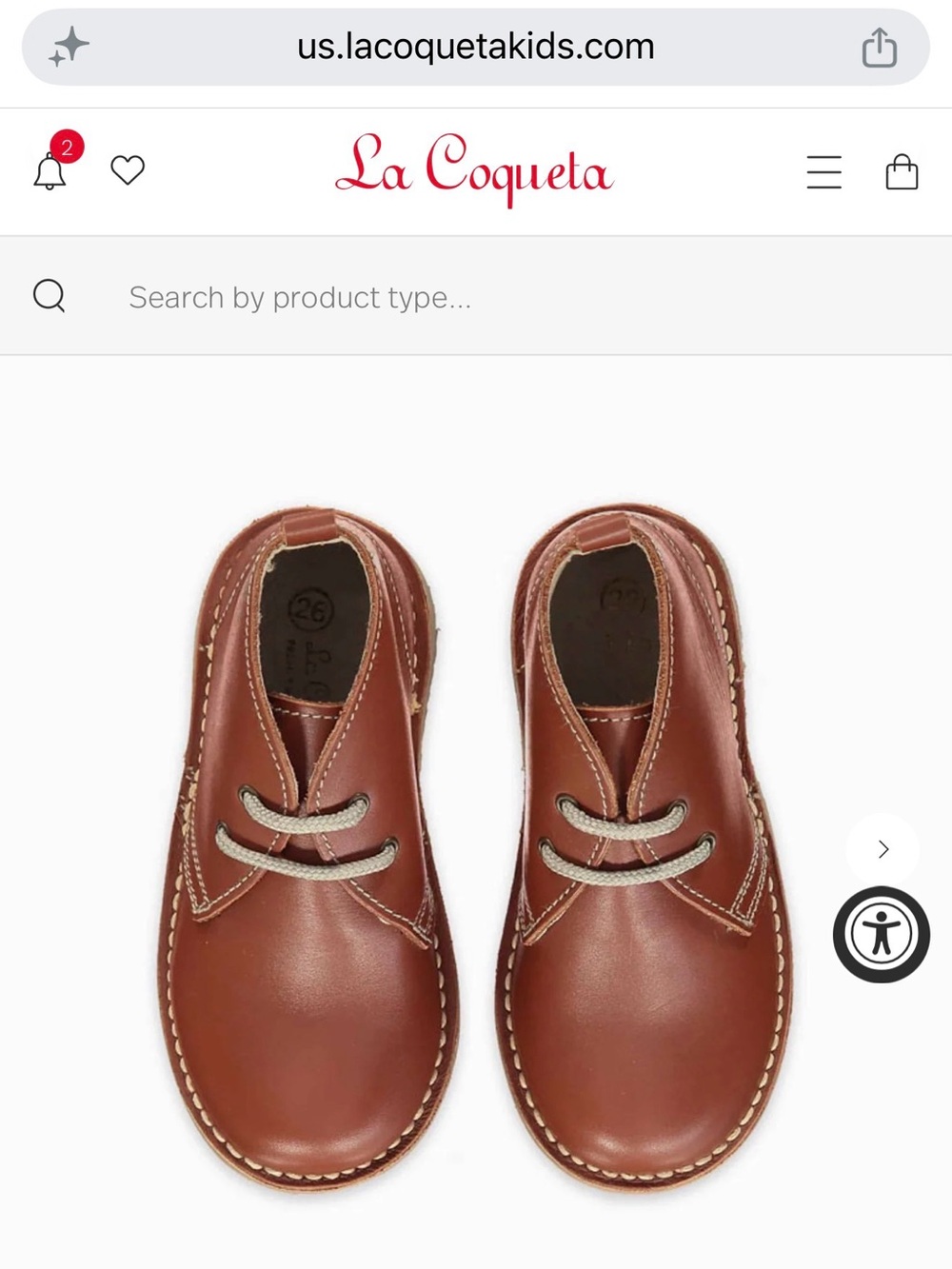 La Coqueta Dk Tan Leather Kids Desert Boots